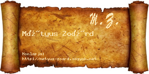Mátyus Zoárd névjegykártya